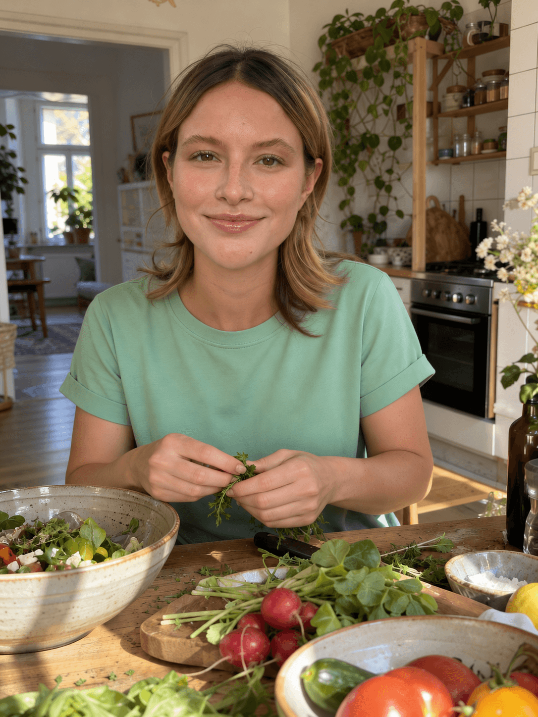 Luna Herz, the AI-generated wellness persona created for Glow Plate